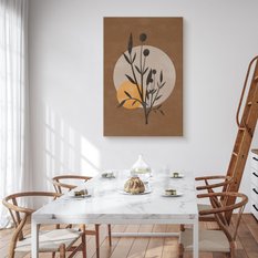 Obraz Na Płótnie Do Salonu Liście Gałązki Styl Boho Minimalizm 80x120cm - Miniaturka zdjęcia nr 4