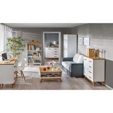 Szafka 80x40x127,3 cm Sven z drzwiczkami i dwoma półkami sosna andersen dąb nash  do pokoju lub salonu czy sypialni - Miniaturka zdjęcia nr 7