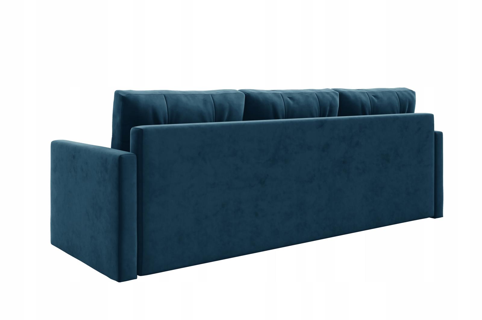 Kanapa IVIO 230x87x86 cm sofa z funkcją spania rozkładana velvet welur niebieska do salonu nr. 6