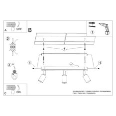 Plafon FORNES 3 czarny 13.5x6x40cm E27 nowoczesna lampa do salonu - Miniaturka zdjęcia nr 6