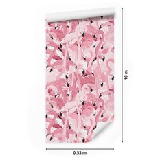 Tapeta do Salonu Różowe Ptaki Flamingi Dekoracja Ścienna z Efektem 3D - Miniaturka zdjęcia nr 2