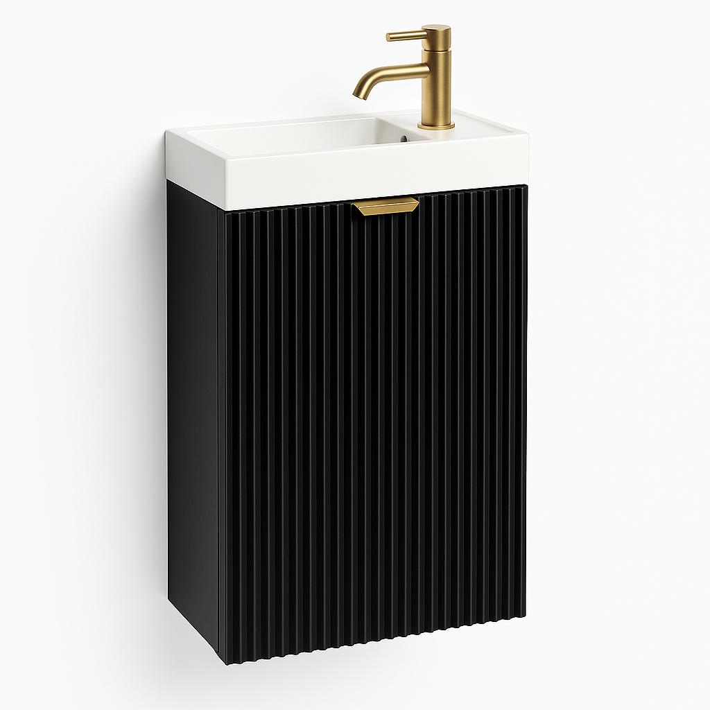 Szafka łazienkowa WILLY 40x22x57 cm z umywalką czarna ryflowana slim do łazienki  nr. 2