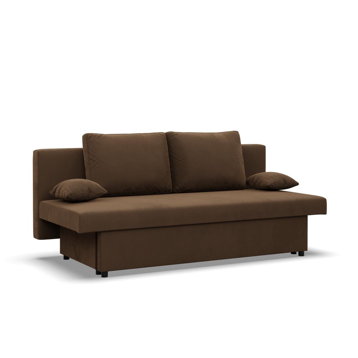 Kanapa 3-osobowa NOLA 191x85x86 cm sofa rozkładana z pojemnikiem do pokoju do salonu sprężyna bonell brązowa darmowa dostawa