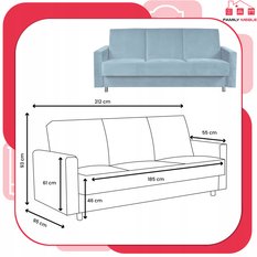 Wersalka ALICJA 212x100 cm błękitna rozkładana kanapa z pojemnikiem tapczan do salonu Trinity - Miniaturka zdjęcia nr 9