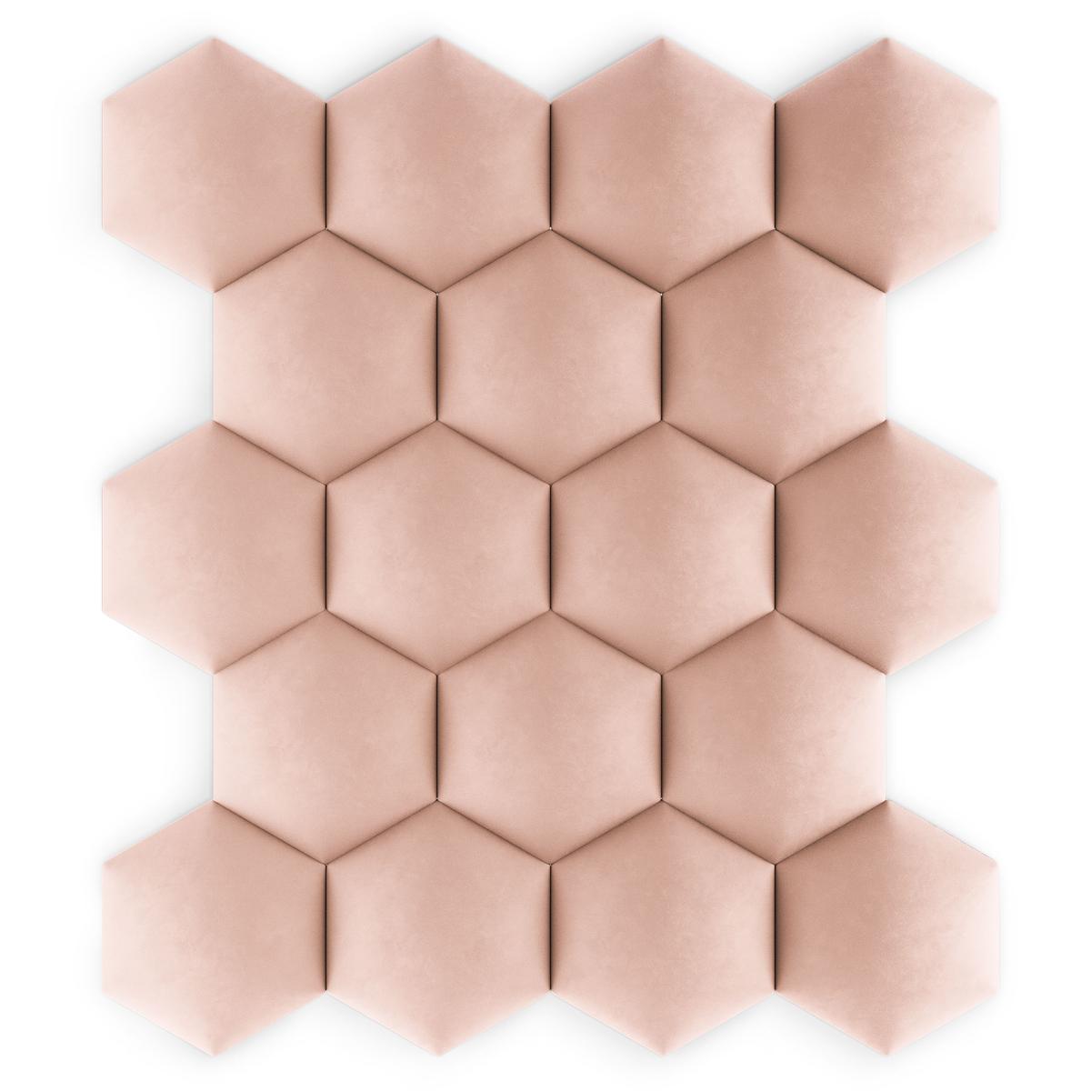 Panele tapicerowane 26x30 hexagon magic velvet różowy nr. 7
