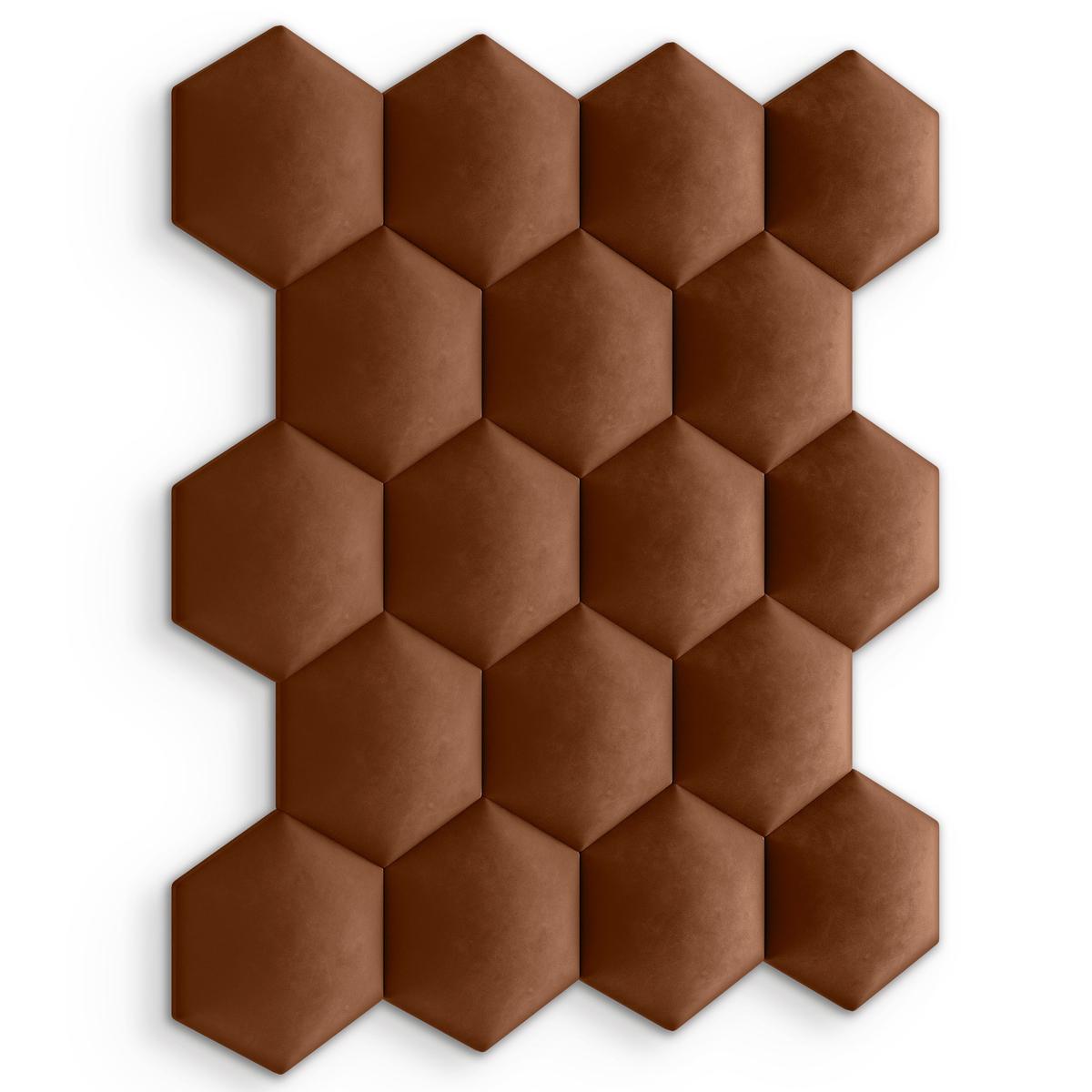 Panele tapicerowane 35x40 cm hexagon na ścianę miodowy nr. 3