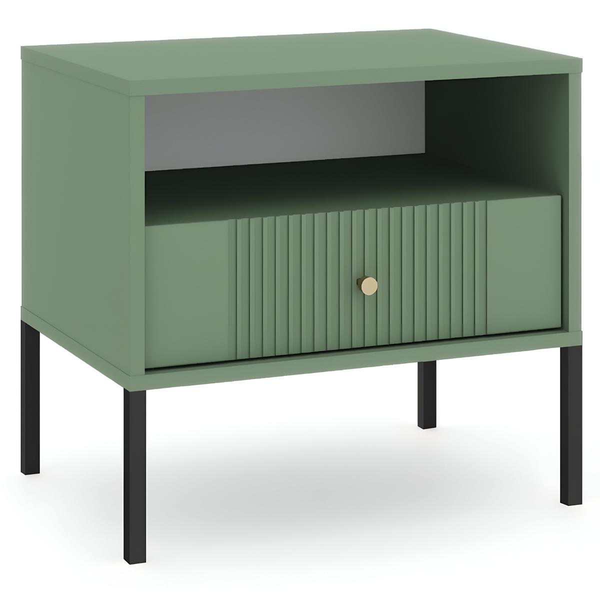 Szafka nocna Iseo 54 cm do sypialni smoke green czarne