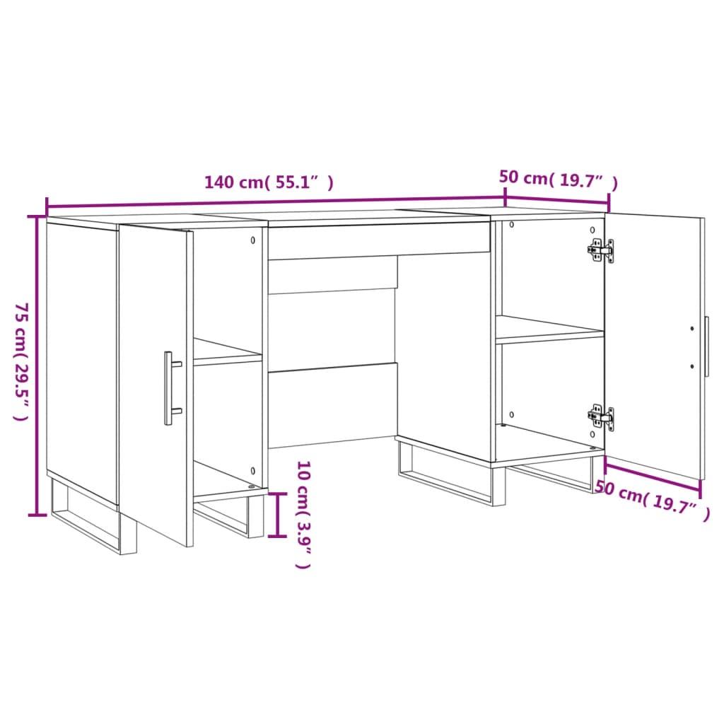 Biurko 140x50x75cm z przegrodami industrialne przydymiony dąb do biura lub gabinetu nr. 12