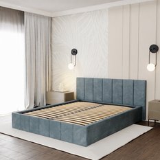 Łóżko tapicerowane 140x200 premium z pojemnikiem do sypialni morskie wezgłowie 107 cm - Miniaturka zdjęcia nr 4
