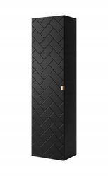 Słupek Łazienkowy MADIS 136 cm wysoki frezowany front szafka z półkami czarny uchwyt złoty