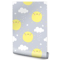 Tapeta Dziecięca SŁONECZKA Chmurki Gwiazdki Niebo 53x1000 - Miniaturka zdjęcia nr 1