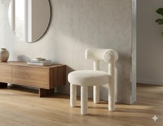 Krzesło tapicerowane LEITH 62x58x80 cm do salonu jadalni kremowe nowoczesny desing - Miniaturka zdjęcia nr 3