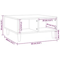 Stolik kawowy 60x60x30 cm z praktycznymi półkami brązowy dąb do salonu - Miniaturka zdjęcia nr 6