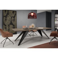 Stół rozkładany 160x90x76 cm prostokątny Harmonia dark grey chicago concrete do jadalni - Miniaturka zdjęcia nr 3