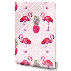 Tapeta Ścienna Różowe FLAMINGI Ananasy Abstrakcja 53x1000  - Miniaturka zdjęcia nr 1