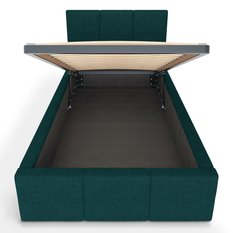Łóżko Pojedyncze 90x200cm łóżko tapicerowane z pojemnikiem turkusowe do sypialni wezgłowie 120 cm - Miniaturka zdjęcia nr 9
