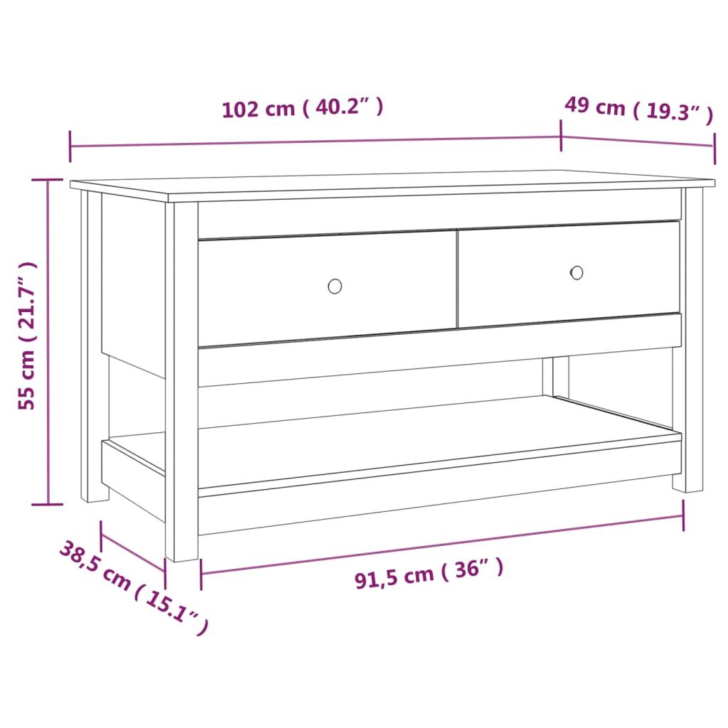 Stolik kawowy 102x49x55 cm z dwoma szufladami lite drewno sosnowe czarny do salonu nr. 10