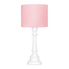 Lampa stołowa CLASSIC 25x25x55 cm różowa ze ściemniaczem drewno olejowane