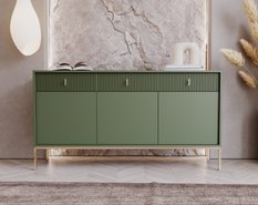 Komoda Maggiore 154 cm 3D3S smoke green złoty biały - Miniaturka zdjęcia nr 9