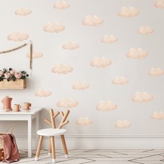 NAKLEJKA NA ŚCIANĘ DO POKOJU DZIECKA  120x60 BEŻOWE CHMURECZKI - Miniaturka zdjęcia nr 2