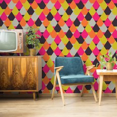 Tapeta geometryczna - kolorowe romby, styl nowoczesny - Miniaturka zdjęcia nr 4