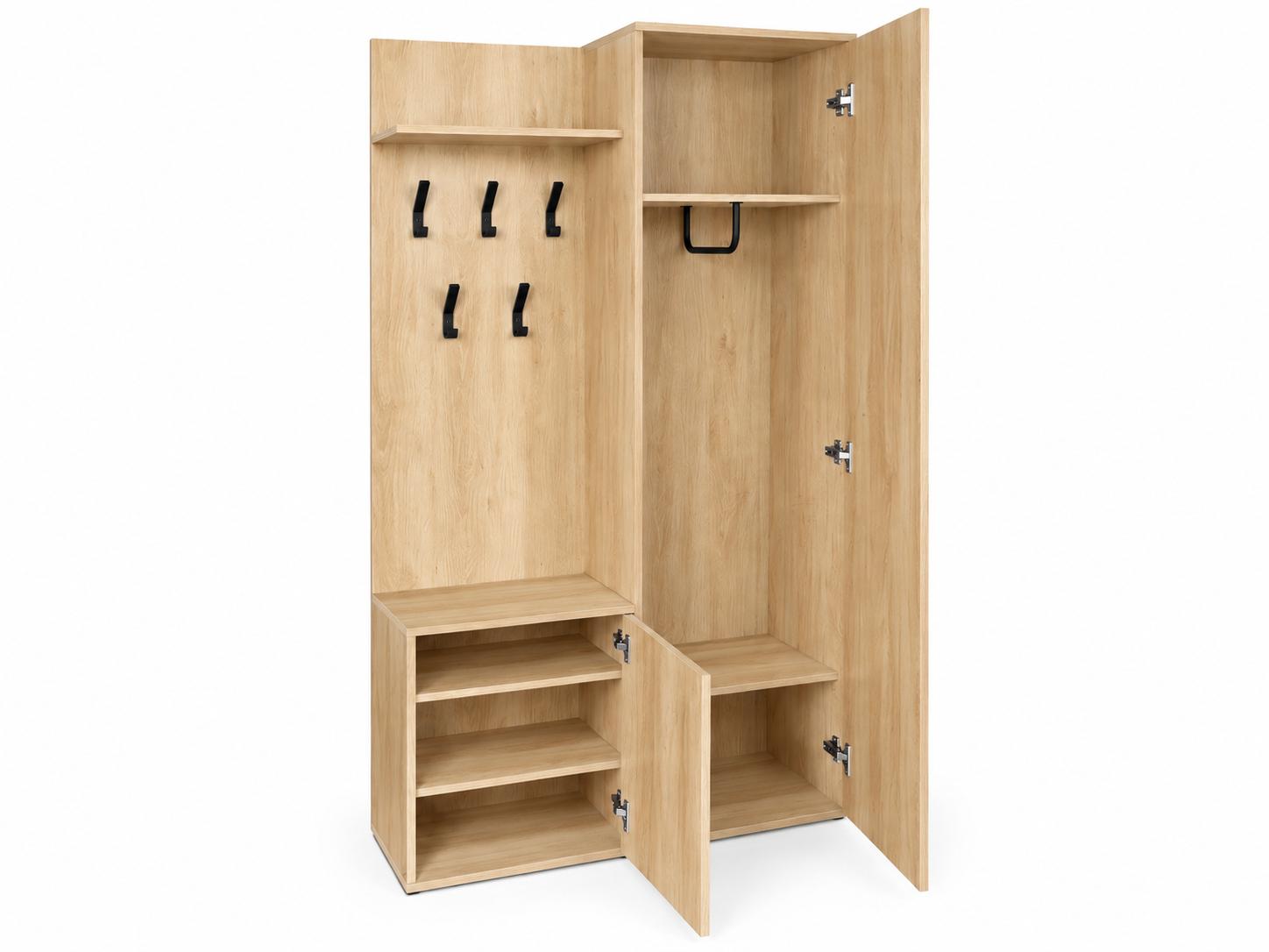 Garderoba do przedpokoju DUO 180x95x35 cm z lustrem wieszakami szafka na buty dąb sonoma prawa nr. 7
