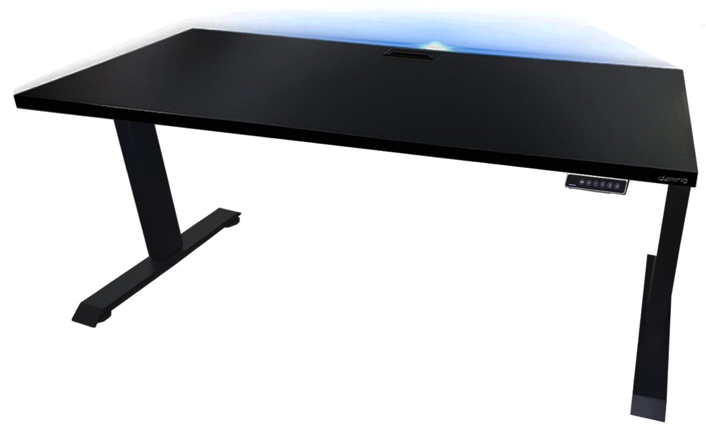 Biurko gamingowe elektryczne model 2 TOP 160x80x70-118 cm regulowane nogi LED RGB pilot przepust czarne nr. 3