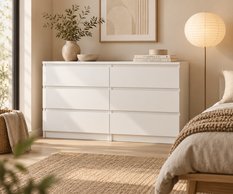 Komoda 120 cm MARTUSIA 78,5x120x39 cm z 6 szufladami biała do salonu i sypialni - Miniaturka zdjęcia nr 1