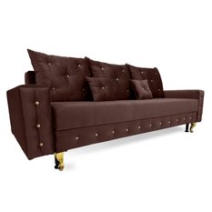 Kanapa PERIA glamour 230x95x85 cm z funkcją spania i przechowywania kryształki welur brązowa do salonu - Miniaturka zdjęcia nr 3