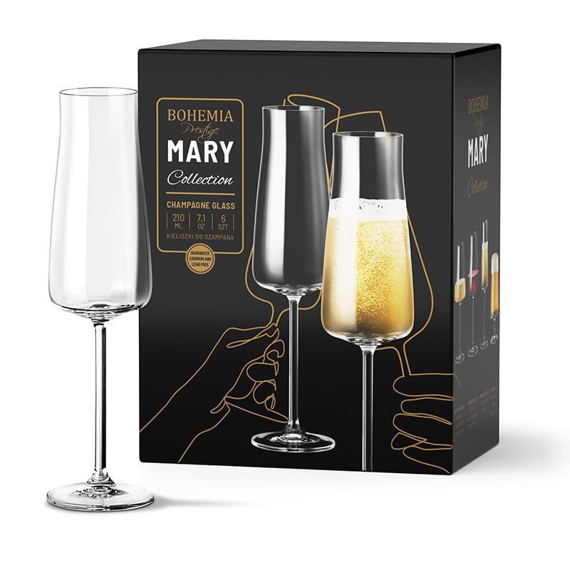 Kieliszki Bohemia Mary do szampana 210ml szklane