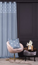 Zasłona CHIC DOTS 140x270 błękitna na przelotkach  - Miniaturka zdjęcia nr 3