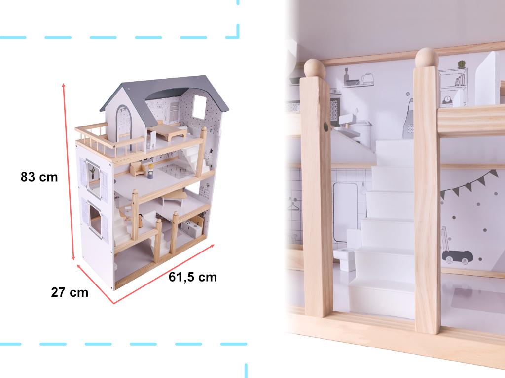 Domek dla lalek 83 cm do pokoju dziecka drewniany  nr. 4