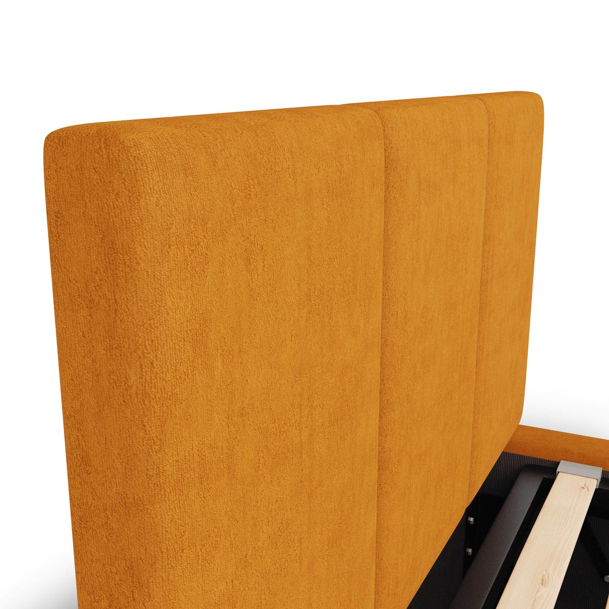 Łóżko Pojedyncze 90x200cm łóżko tapicerowane z pojemnikiem żółte do sypialni wezgłowie 120 cm nr. 8