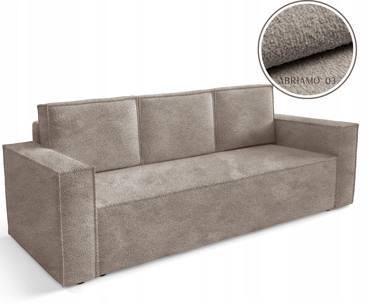 Kanapa CORDA 248x96x93 cm sofa z funkcją spania automat i pojemnik BOUCLE beżowa do salonu