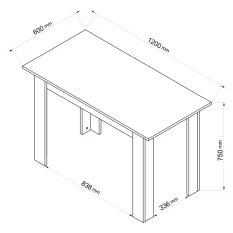 Stół prostokątny 120x60 cm do jadalni kuchni biały - Miniaturka zdjęcia nr 8