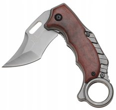 Nóż myśliwski 18 cm / 7 cm scyzoryk karambit składany turystyczny survivalowy brązowy - Miniaturka zdjęcia nr 3