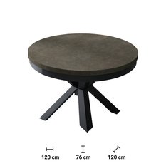 Stół rozkładany 120 cm okrągły Primo dark grey chicago concrete do jadalni - Miniaturka zdjęcia nr 3
