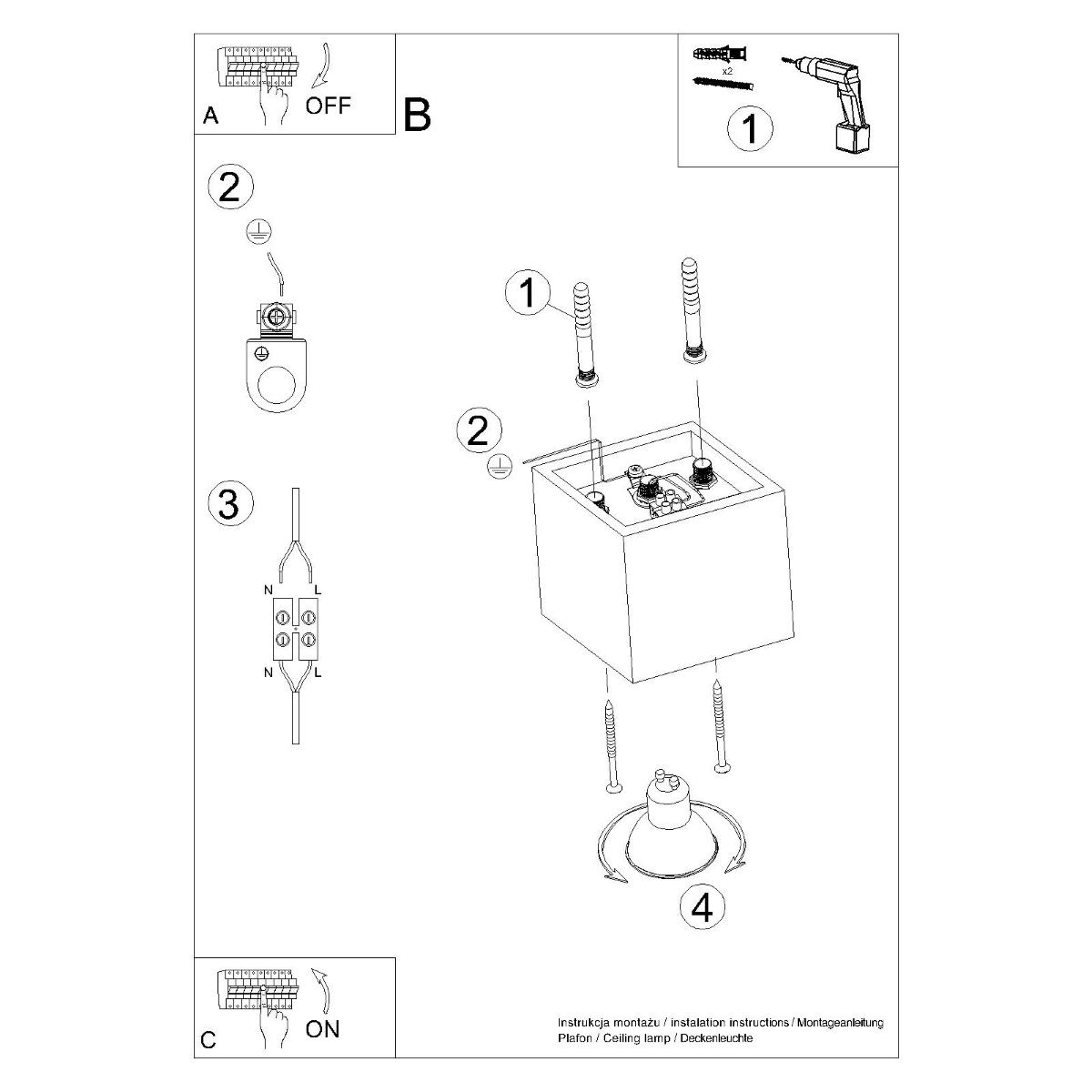 Plafon QUAD 1 szary 10x10x10cm GU10 nowoczesna lampa do salonu nr. 6