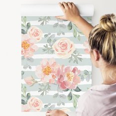 Tapeta Ścienna Pastelowe KWIATY Peonie Róże Liście 53x1000  - Miniaturka zdjęcia nr 7