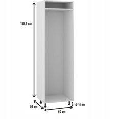 Korpus szafka kuchenna dolna 60x207x56 cm do zabudowy lodówki z akcesoriami biały do kuchni - Miniaturka zdjęcia nr 2