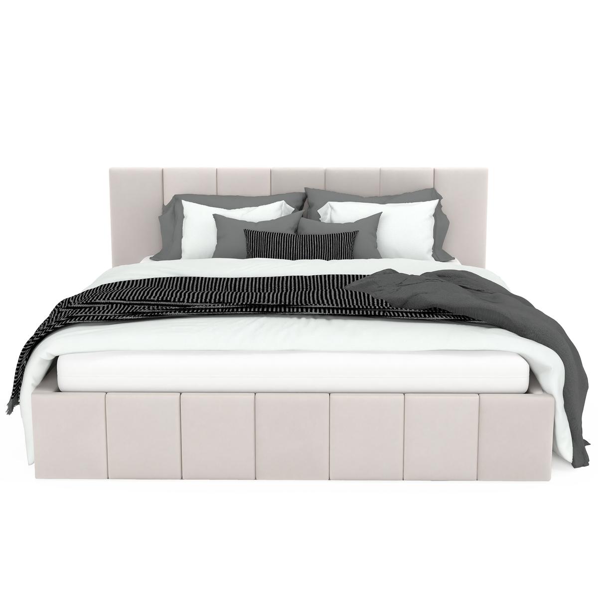 Łóżko tapicerowane 160x200 premium z pojemnikiem do sypialni kremowe wezgłowie 107 cm nr. 9