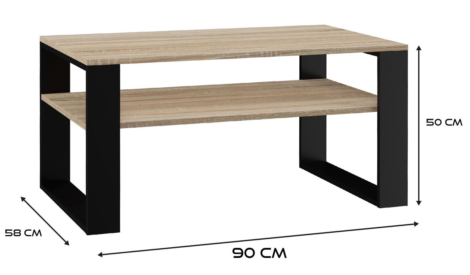 Stolik kawowy ława MODERN 1P 90x58x50 cm dąb sonoma czarny do salonu  nr. 5