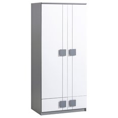 Szafa 80x52x187 cm  Gumi czterodrzwiowa biały brylant antracyt do sypialni i pokoju - Miniaturka zdjęcia nr 1