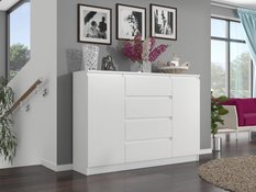 Komoda MODERN 140x40 cm biała z szufladami i szafką do biura sypialni lub salonu - Miniaturka zdjęcia nr 2