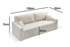 Kanapa SONNIE 225x90x90cm rozkładana z funkcją spania, wodoodporna tkanina, do salonu, kolor jasny beż - Miniaturka zdjęcia nr 2