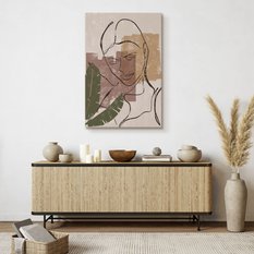 Duży Obraz Do Salonu Portret Kobiety Abstrakcja Styl Boho Liście 80x120cm - Miniaturka zdjęcia nr 7