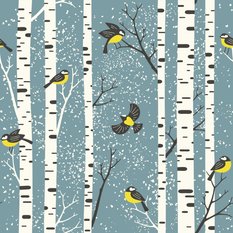 Tapeta Do Jadalni DRZEWA Brzozy Ptaki Natura Dekor 53x1000  - Miniaturka zdjęcia nr 3