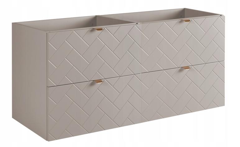 Szafka łazienkowa 120x48x60,7 cm wisząca pod umywalke kaszmir klepka jodełka front mdf do łazienki