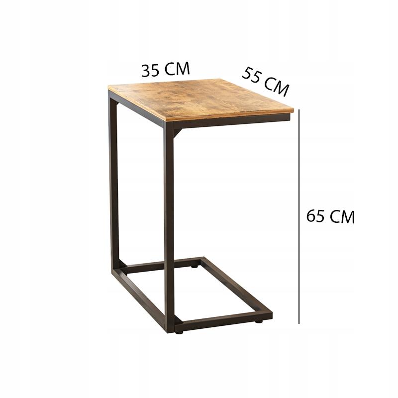 Stolik kawowy 55x35x65 cm industrialny loft drewniany ława brąz retro na laptopa do salonu nr. 10