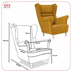 Zestaw wypoczynkowy ZOJA sofa + 2 fotele miodowe do salonu  - Miniaturka zdjęcia nr 6
